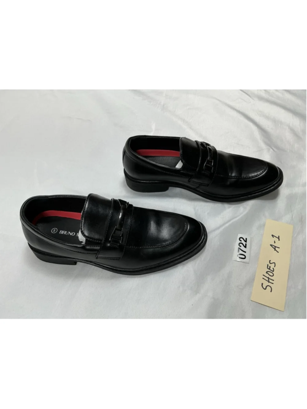 Boys Excellent Bruno Marc Slip On Dress Loafer Size 5 Black Block Heel